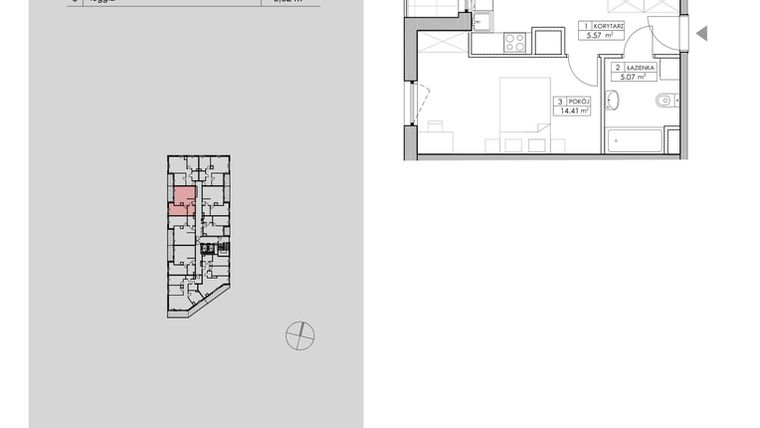 Rzut - Mieszkanie na sprzedaż 2 pokoje o powierzchni 48,55 m² - numer 2.A111 w Niebieski Bursztyn II