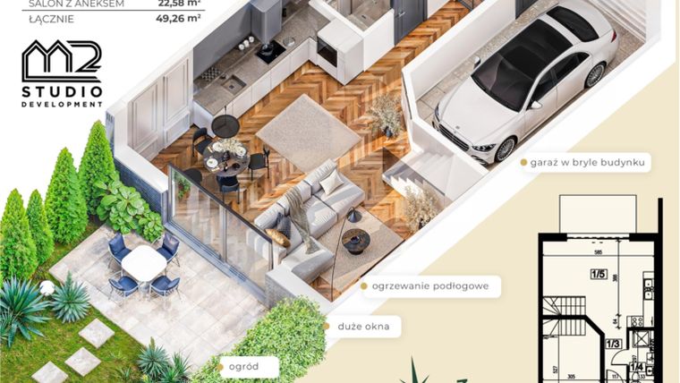 Rzut - Dom na sprzedaż 5 pokoi o powierzchni 101,5 m² - numer Dom nr 3 w Osiedle Urocza