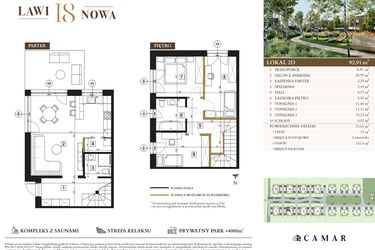 Rzut - Dom na sprzedaż 4 pokoje o powierzchni 92,91 m² - numer 2D w Lawinowa 18