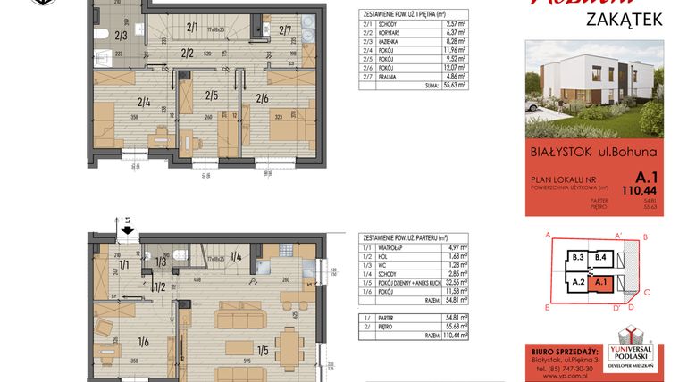Rzut - Dom na sprzedaż 5 pokoi o powierzchni 110,44 m² - numer 1 w Kozacki Zakątek