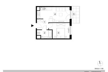 Rzut - Mieszkanie na sprzedaż 2 pokoje o powierzchni 36,58 m² - numer A1-2-17 w Hipoteczna Park