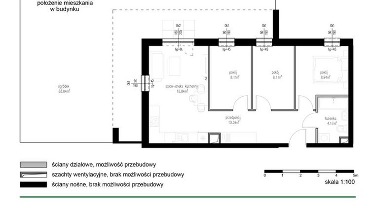Rzut - Mieszkanie na sprzedaż 4 pokoje o powierzchni 57,76 m² - numer M8 w Wędrowna