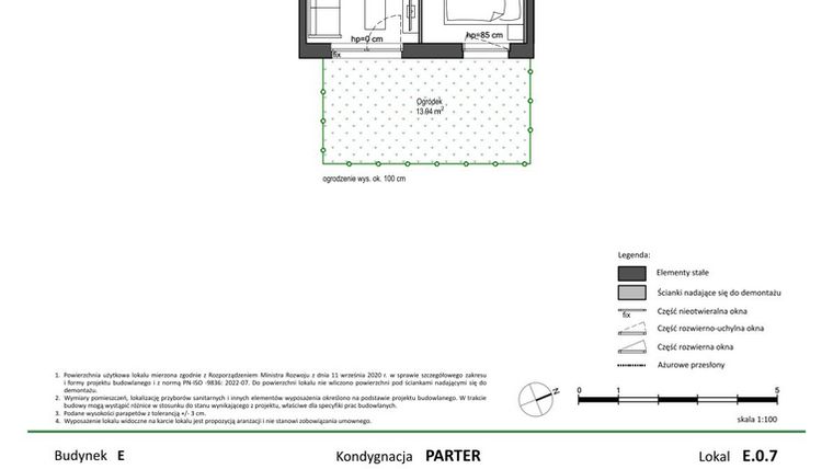 Rzut - Mieszkanie na sprzedaż 2 pokoje o powierzchni 31,91 m² - numer E.0.7 w Nowy Świat Ostoja etap II - EFG