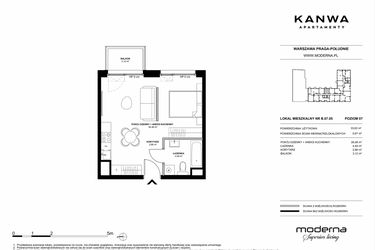 Rzut - Mieszkanie na sprzedaż 2 pokoje o powierzchni 33,63 m² - numer B.07.05 w KANWA