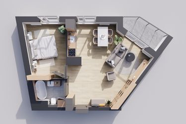 Rzut - Mieszkanie na sprzedaż 2 pokoje o powierzchni 48,4 m² - numer 24/13 w Odrzańskie Bulvary