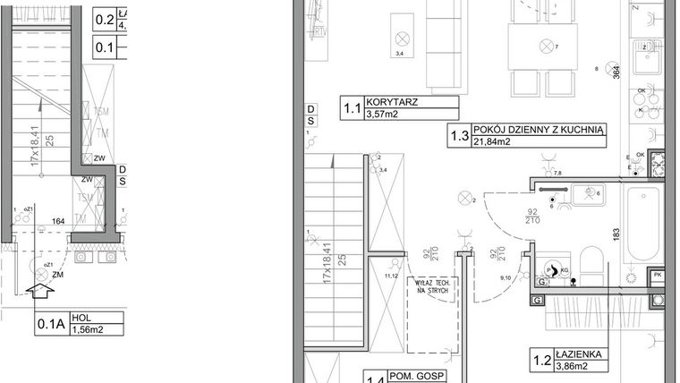Rzut - Mieszkanie na sprzedaż 3 pokoje o powierzchni 58,82 m² - numer 26 w Manufaktura Marki 2 etap II