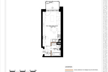 Rzut - Mieszkanie na sprzedaż 1 pokój o powierzchni 29,11 m² - numer B.1.74 w Daszyńskiego Square etap 1