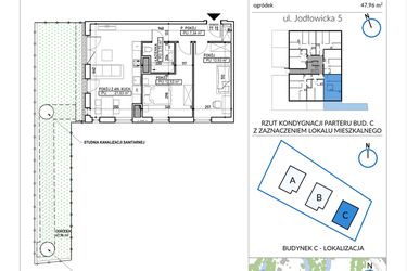 Rzut - Mieszkanie na sprzedaż 3 pokoje o powierzchni 58,18 m² - numer 5-5 w Jodłowicka 5