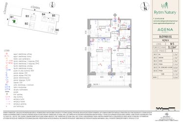 Rzut - Mieszkanie na sprzedaż 3 pokoje o powierzchni 51,13 m² - numer B1M5 w Rytm Natury