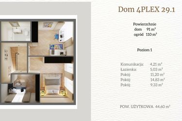 Rzut - Dom na sprzedaż 4 pokoje o powierzchni 91,19 m² - numer 4plex 29.1 w Tesoro Golf Park