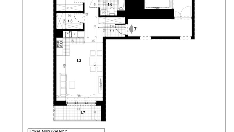 Rzut - Mieszkanie na sprzedaż 3 pokoje o powierzchni 64,7 m² - numer A.7 w Przewóz 4