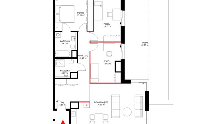 Rzut - Mieszkanie na sprzedaż 4 pokoje o powierzchni 103,01 m² - numer E.8.3 w INSPIRE ETAP IV – bud. E