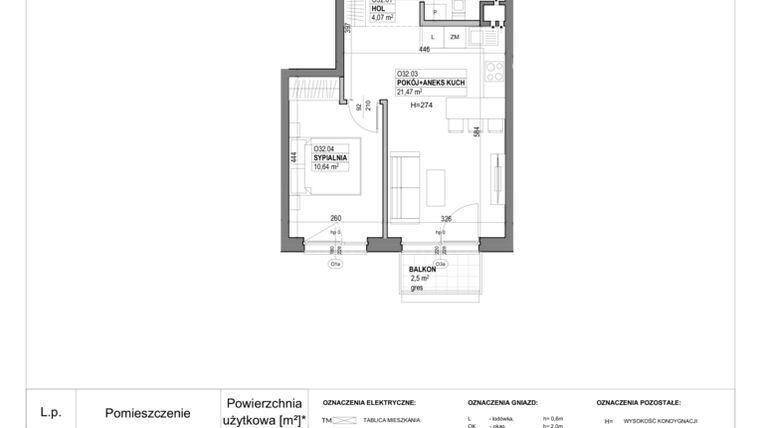 Rzut - Mieszkanie na sprzedaż 2 pokoje o powierzchni 40,96 m² - numer O32 w Miasto Ogród 6 - OSLO i SZTOKHOLM