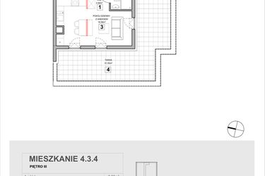 Rzut - Mieszkanie na sprzedaż 1 pokój o powierzchni 25,03 m² - numer 4.3.4 w Zakątek Harmonia III