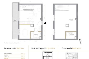 Rzut - Mieszkanie na sprzedaż 1 pokój o powierzchni 70,13 m² - numer A/58 w Królowej Jadwigi