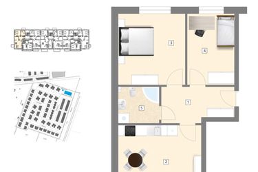 Rzut - Mieszkanie na sprzedaż 3 pokoje o powierzchni 63,61 m² - numer C5 w Błękitne Aleje Etap XV