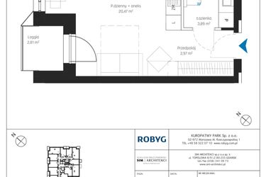 Rzut - Mieszkanie na sprzedaż 1 pokój o powierzchni 27,32 m² - numer A1/2M11 w Sky Point - Apartamenty Inwestycyjne