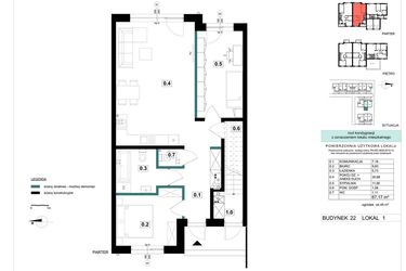 Rzut - Mieszkanie na sprzedaż 3 pokoje o powierzchni 67,17 m² - numer 22-1 w Błonie Bosco