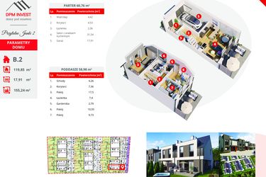 Rzut - Dom na sprzedaż 4 pokoje o powierzchni 119,8 m² - numer B.2 w Osiedle Przytulne Janki II etap 2