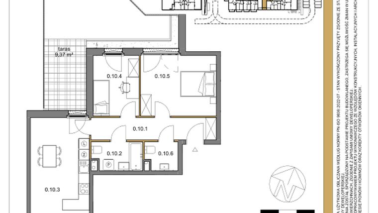 Rzut - Mieszkanie na sprzedaż 3 pokoje o powierzchni 67,28 m² - numer 10 w Osiedle Sfera etap II