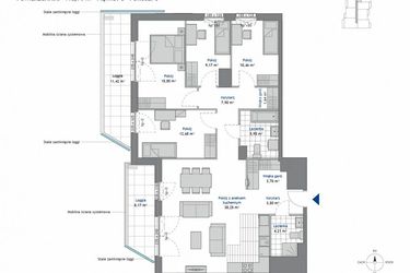Rzut - Mieszkanie na sprzedaż 5 pokoi o powierzchni 112,76 m² - numer 8.9 w SEAHall