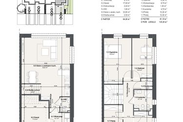 Rzut - Dom na sprzedaż 5 pokoi o powierzchni 125,3 m² - numer 4b w Domy na Przylesiu etap II