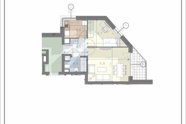 Rzut - Mieszkanie na sprzedaż 2 pokoje o powierzchni 40,9 m² - numer 25 w Residence Przewóz 41