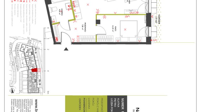 Rzut - Mieszkanie na sprzedaż 2 pokoje o powierzchni 43,45 m² - numer 70 w Na Wspólnej