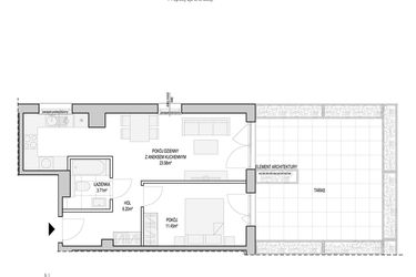 Rzut - Mieszkanie na sprzedaż 2 pokoje o powierzchni 46,53 m² - numer WO/T/13/4 w Wiszące Ogrody