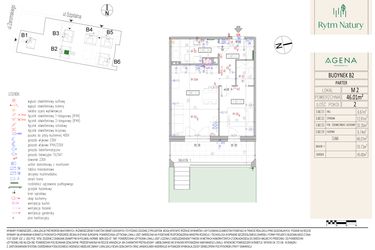 Rzut - Mieszkanie na sprzedaż 2 pokoje o powierzchni 46,01 m² - numer B2M2 w Rytm Natury