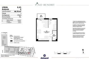 Rzut - Mieszkanie na sprzedaż 2 pokoje o powierzchni 46,76 m² - numer 6.41 w Pino Resort