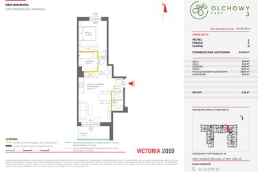 Rzut - Mieszkanie na sprzedaż 2 pokoje o powierzchni 44,54 m² - numer 59 w Olchowy Park III