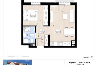 Rzut - Mieszkanie na sprzedaż 2 pokoje o powierzchni 40,13 m² - numer B4/1/24 w MONTANO
