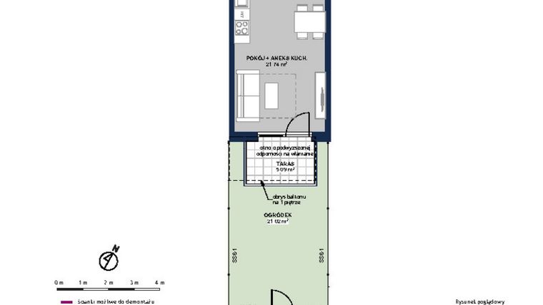 Rzut - Mieszkanie na sprzedaż 1 pokój o powierzchni 29,44 m² - numer 172 w Moja Północna Etap III