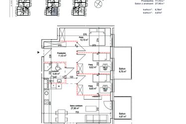 Rzut - Mieszkanie na sprzedaż 4 pokoje o powierzchni 76,88 m² - numer 39 w Łowicka 25