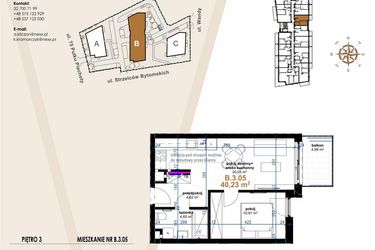 Rzut - Mieszkanie na sprzedaż 2 pokoje o powierzchni 40,23 m² - numer B.3.05 w Vanda Park
