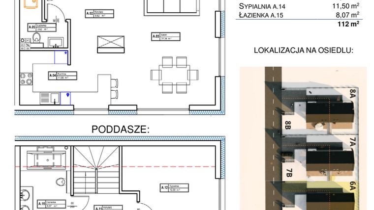 Rzut - Dom na sprzedaż 4 pokoje o powierzchni 112 m² - numer 6A w Osiedle Łanowa etap II