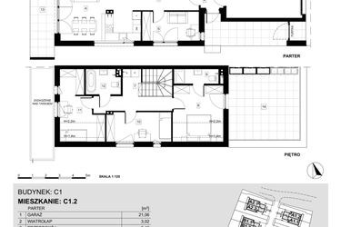 Rzut - Dom na sprzedaż 5 pokoi o powierzchni 126,95 m² - numer C1.2 w Ville Przy Białej