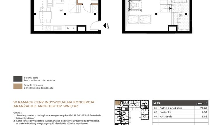 Rzut - Mieszkanie na sprzedaż 1 pokój o powierzchni 38,39 m² - numer M25 w Apartamenty Królewska Huta