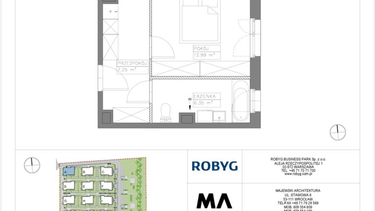 Rzut - Mieszkanie na sprzedaż 2 pokoje o powierzchni 48,76 m² - numer VV/A/1/1 w Villa Viva