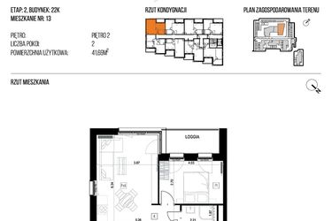 Rzut - Mieszkanie na sprzedaż 2 pokoje o powierzchni 41,69 m² - numer 22K/13 w NATURAMA II