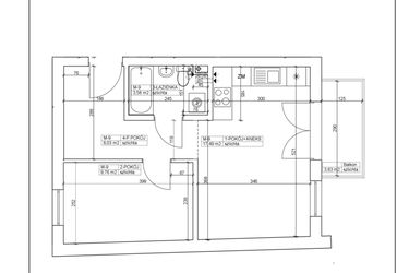 Rzut - Mieszkanie na sprzedaż 2 pokoje o powierzchni 38,86 m² - numer 9 w Bydgoska 19