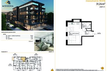 Rzut - Mieszkanie na sprzedaż 1 pokój o powierzchni 31,02 m² - numer M37b w Modena Bytkowska 113