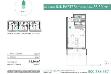Rzut - Mieszkanie na sprzedaż 1 pokój o powierzchni 38,3 m² - numer 04.0.4 w Port Jastarnia bud. 01, 04