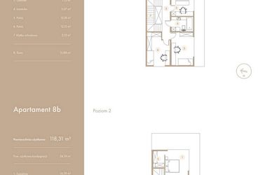 Rzut - Mieszkanie na sprzedaż 5 pokoi o powierzchni 118,31 m² - numer 8b w Królowej Jadwigi Residence