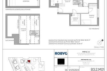 Rzut - Mieszkanie na sprzedaż 4 pokoje o powierzchni 71,77 m² - numer B3.2M01 w ROSA Residence