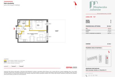 Rzut - Mieszkanie na sprzedaż 2 pokoje o powierzchni 39,31 m² - numer 127 w Miasteczko Julianów