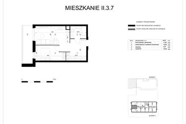 Rzut - Mieszkanie na sprzedaż 2 pokoje o powierzchni 42,97 m² - numer II.3.7 w Pryncypalna 66