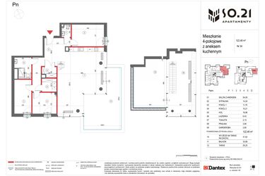 Rzut - Mieszkanie na sprzedaż 4 pokoje o powierzchni 122,48 m² - numer 34 w SO.21