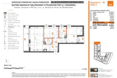 Rzut - Mieszkanie na sprzedaż 3 pokoje o powierzchni 66,77 m² - numer 46 w Zarzecze II Pruszków